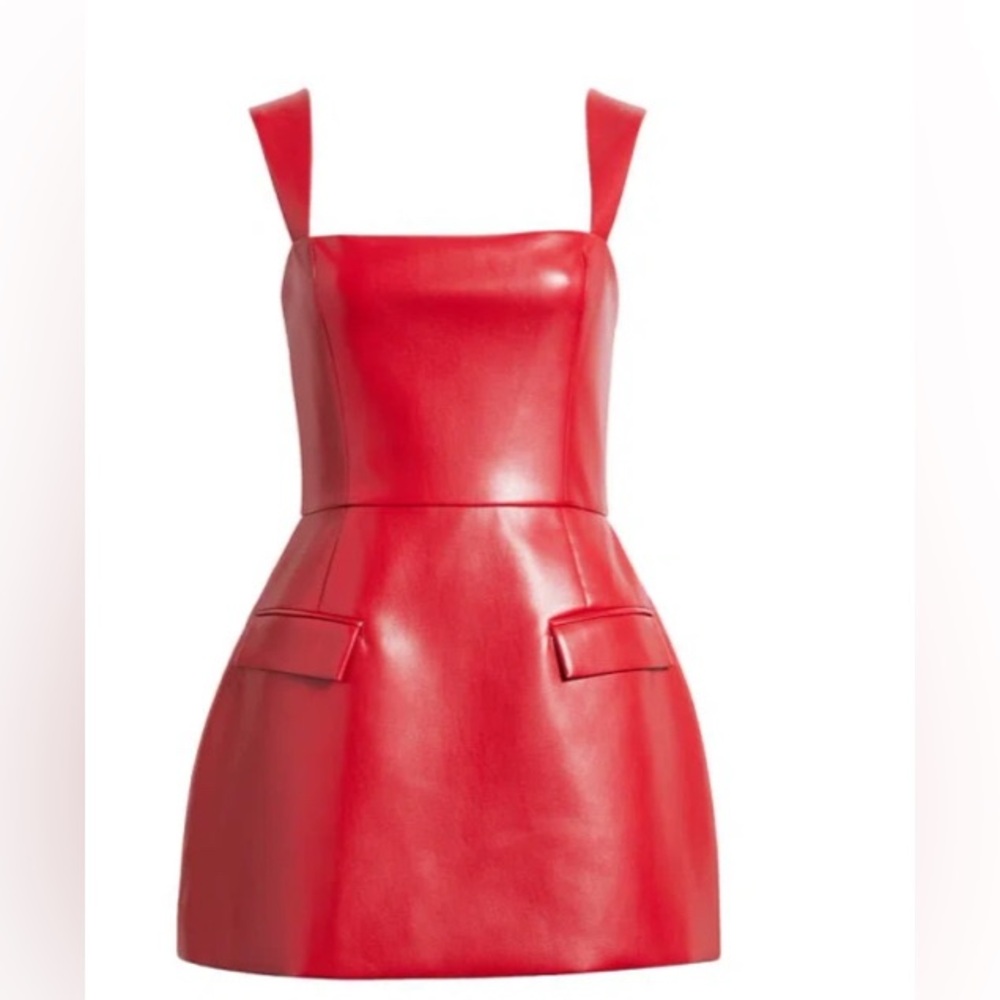 Red Faux Leather Mini Dress